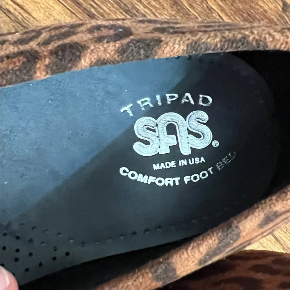 SAS Bliss Slip-On Wedge New Tan Leopard Print Sz 11W